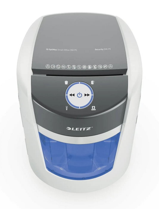 LEITZ IQ OptiMax Small Office 350 Destructora de papel Microcorte P-5, Blanco LEITZ IQ OptiMax Small Office 350 Destructora de papel Microcorte P-5, Blanco