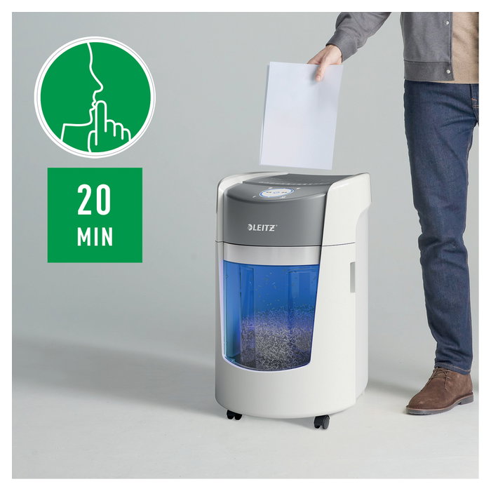LEITZ IQ OptiMax Small Office 350 Destructora de papel Microcorte P-5, Blanco LEITZ IQ OptiMax Small Office 350 Destructora de papel Microcorte P-5, Blanco