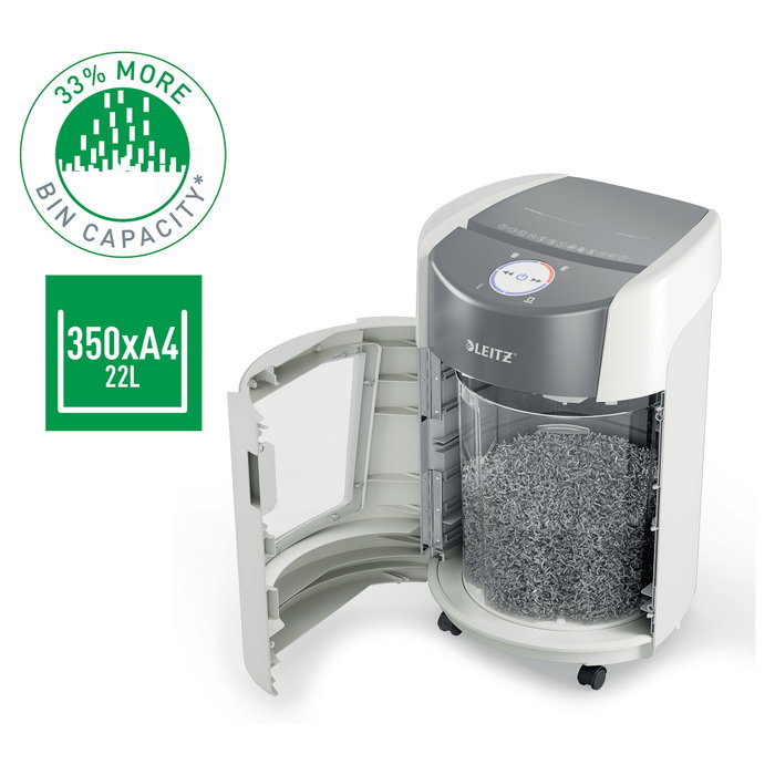 LEITZ IQ OptiMax Small Office 350 Destructora de papel Microcorte P-5, Blanco LEITZ IQ OptiMax Small Office 350 Destructora de papel Microcorte P-5, Blanco