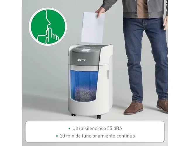 LEITZ IQ OptiMax Small Office 350 Destructora de papel Microcorte P-5, Blanco LEITZ IQ OptiMax Small Office 350 Destructora de papel Microcorte P-5, Blanco