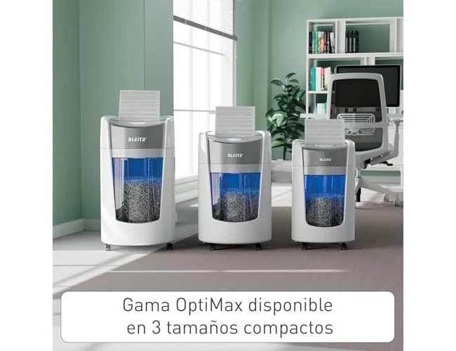 LEITZ IQ OptiMax Small Office 350 Destructora de papel Microcorte P-5, Blanco LEITZ IQ OptiMax Small Office 350 Destructora de papel Microcorte P-5, Blanco