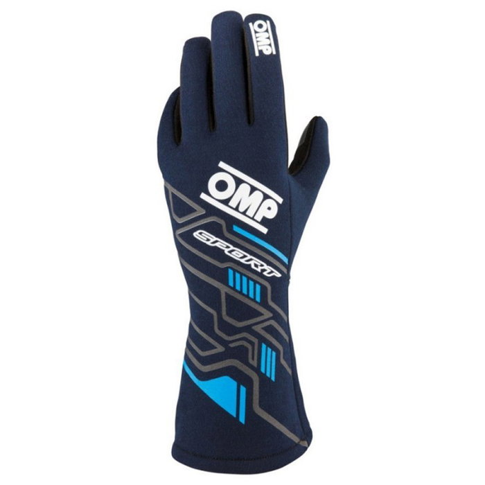 Omp IB0-0777-B01-244-S Guantes Deportivos Omp Sport Fia 8856-2018 My2025 Navy Azul - Cyan Talla S