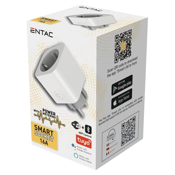 ENTAC Adaptador de enchufe con WiFi y medidor de potencia ES-SSAPM-WIBLE Blanco