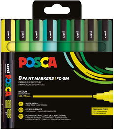 Marcador T.Opaca No Perm. Uni Posca 1.8-2.5Mm (Pc-5M) Colores Verdes Estuche De 8