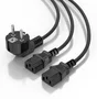 Aisens Cable de Alimentación CPU CEE7/7 a 2x C13, 3m, Negro