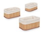 Kipit Set de 3 Organizadores de Bambú Blanco Natural, 3 Tamaños (Grande 24x15x11 cm, Mediano 20x12x9 cm, Pequeño 17x10x7 cm) (Set de 12)