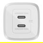 Belkin 65W Dual USB-C GaN Cargador Rápido con Power Delivery 3.0 y PPS - WCH013vfWH - Blanco