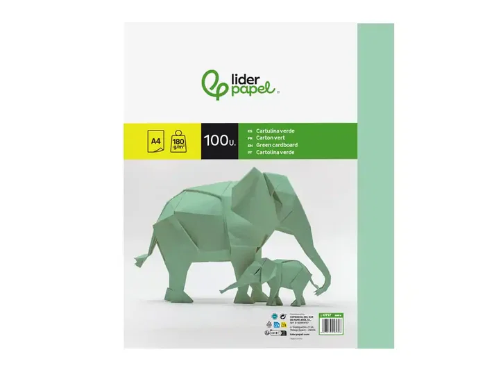 Liderpapel Cartulina A4 180g/m2 Verde Paquete 100 Hojas Liderpapel Cartulina A4 180g/m2 Verde Paquete 100 Hojas