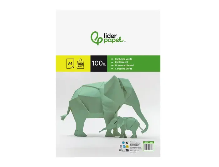 Liderpapel Cartulina A4 180g/m2 Verde Paquete 100 Hojas Liderpapel Cartulina A4 180g/m2 Verde Paquete 100 Hojas