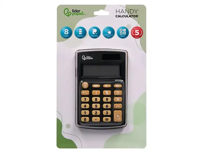 Liderpapel xf05 Calculadora de Bolsillo 8 Dígitos Solar y Pila Color Negro 98x62x8 mm