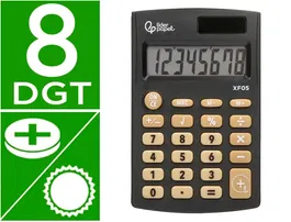 Liderpapel xf05 Calculadora de Bolsillo 8 Dígitos Solar y Pila Color Negro 98x62x8 mm