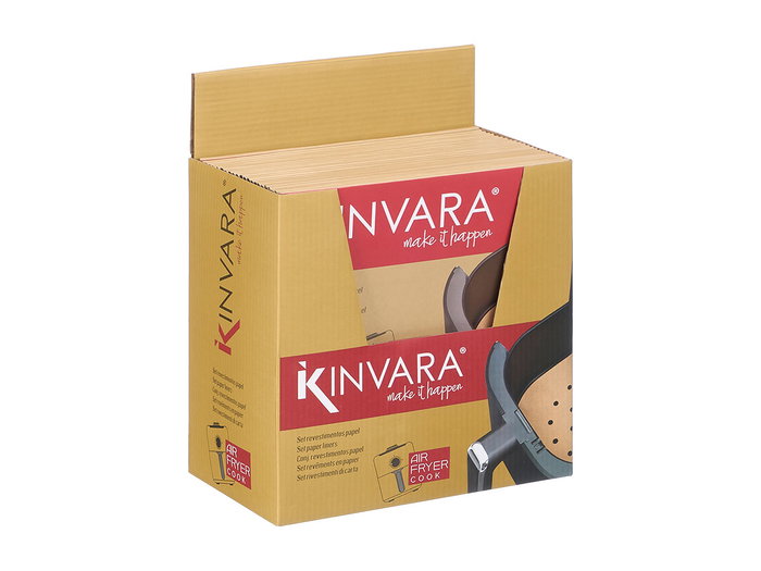 KINVARA Set 50 Revestimientos Papel Cuadrado Freidora de Aire 21.5x22 cm Marron (Set de 48)