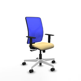 PIQUERAS Y CRESPO Silla de oficina Motilla con mecanismo Sincro, Crema y Azul