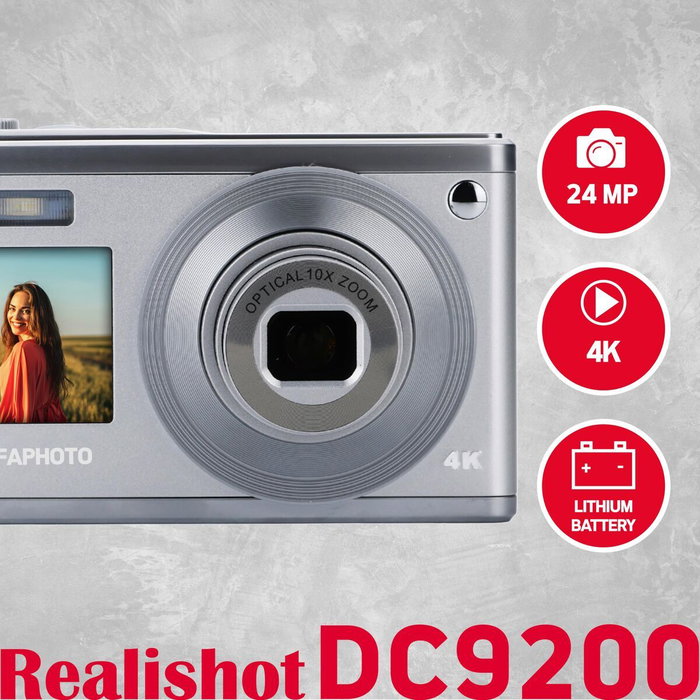 AgfaPhoto Realishot DC9200 Cámara Digital Compacta 24MP 10x Zoom Plateada