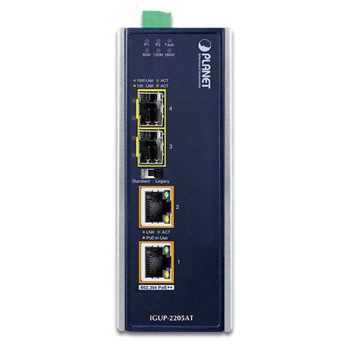 Planet IGUP-2205AT Convertidor de Medios Industrial Gigabit con 2 Puertos PoE++ 802.3bt de 90W y 2 Puertos SFP Fibra a 10/100/1000Base-T Planet IGUP-2205AT Convertidor de Medios Industrial Gigabit con 2 Puertos PoE++ 802.3bt de 90W y 2 Puertos SFP Fibra a 10/100/1000Base-T