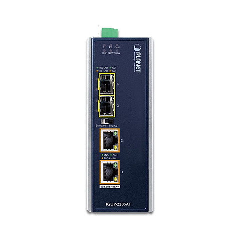 Planet IGUP-2205AT Convertidor de Medios Industrial 2-Port SFP a 2-Port 10/100/1000T PoE++ Planet IGUP-2205AT Convertidor de Medios Industrial 2-Port SFP a 2-Port 10/100/1000T PoE++