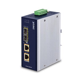 Planet IGUP-2205AT Convertidor de Fibra Óptica Industrial 2 Puertos SFP + 2 Puertos Gigabit Ethernet PoE 90W Montaje en Rail DIN IP30