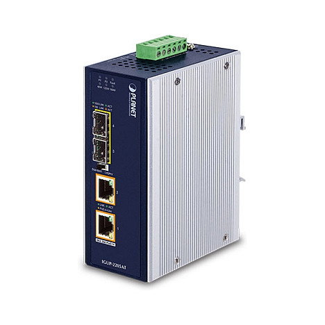 Planet IGUP-2205AT Convertidor de Medios Industrial 2-Port SFP a 2-Port 10/100/1000T PoE++ Planet IGUP-2205AT Convertidor de Medios Industrial 2-Port SFP a 2-Port 10/100/1000T PoE++