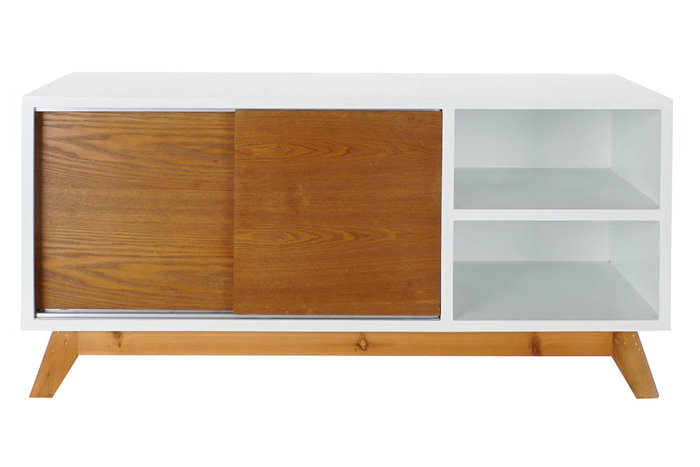 Mueble Tv Scandi DKD Home Decor Blanco Marron 40 x 50 x 100 cm