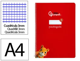 Liderpapel Cuaderno Espiral A4 Pautaguía Tapa Blanda 80 Hojas 75gr Cuadro Pautado 3mm Color Rojo