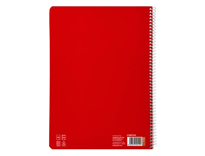 Liderpapel Cuaderno Espiral A4 Pautaguía Tapa Blanda 80 Hojas 75gr Cuadro Pautado 3mm Color Rojo Liderpapel Cuaderno Espiral A4 Pautaguía Tapa Blanda 80 Hojas 75gr Cuadro Pautado 3mm Color Rojo