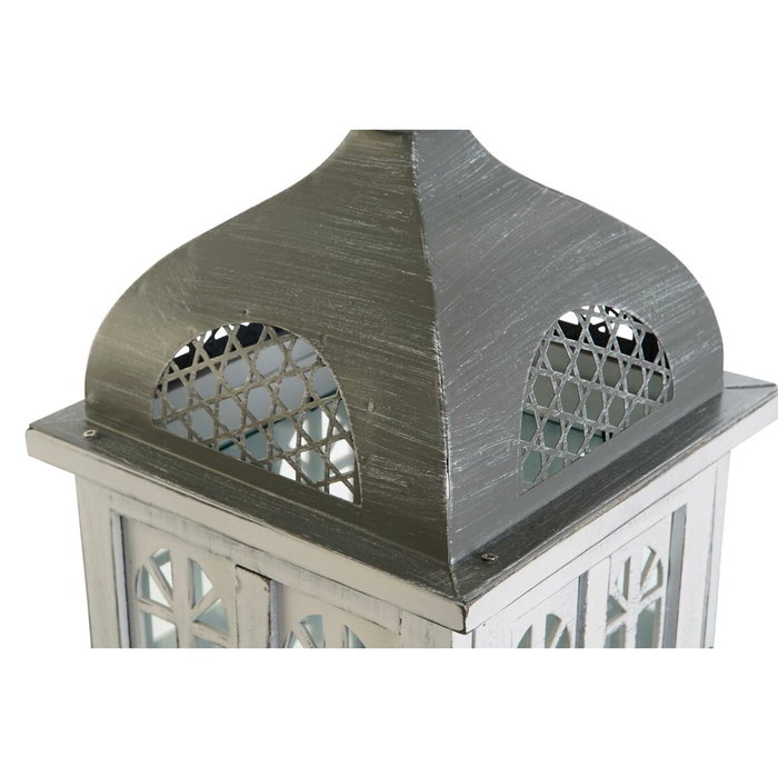 DKD Home Decor Farola de Madera y Cristal 19x19x42 Envejecido Blanco