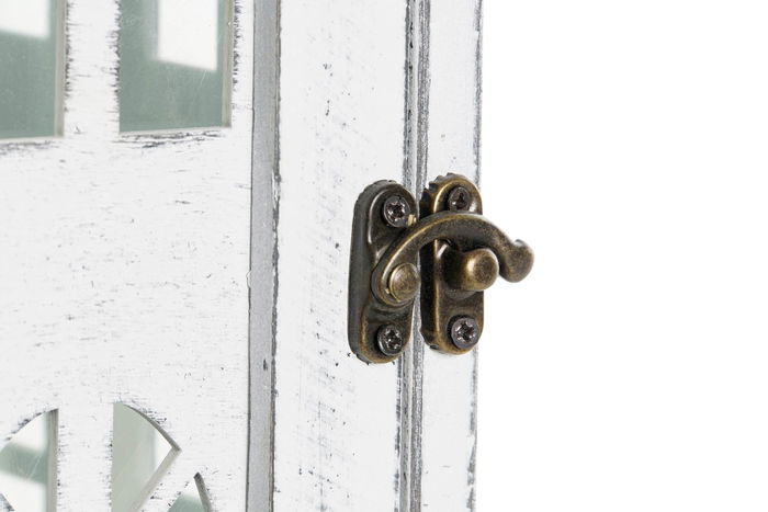 DKD Home Decor Farola Mediterraneo Blanco Gris Madera y Cristal 19 x 42 x 19 cm