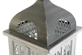 DKD Home Decor Farola Mediterraneo Blanco Gris Madera y Cristal 19 x 42 x 19 cm
