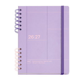 Agenda Escolar (2026-27) Miquelrius Back To Basics Wire-O Tapa Extra Con Goma Plus 4º 160,5X218 S/V Apais. Malva