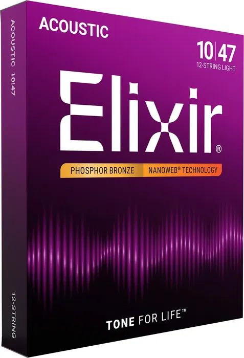 Elixir Juego Acústica Nanoweb 92/8 Phosphor Bronze 12 Cuerdas 10-47