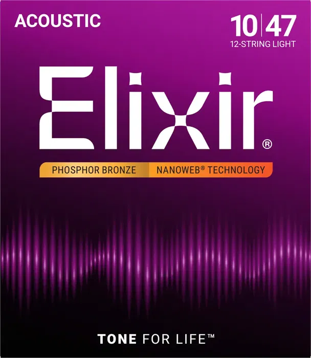 Elixir Juego Acústica Nanoweb 92/8 Phosphor Bronze 12 Cuerdas 10-47