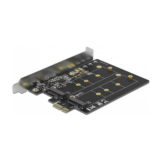 DeLOCK PCIe 3.0 x1 Card 90432 to 2x Internal M.2 Key B (B-Mode) Adapter, SATA III 6 Gbps, JMB582 Chipset, for Windows 10/8.1/7, Linux, Includes Mounting Brackets