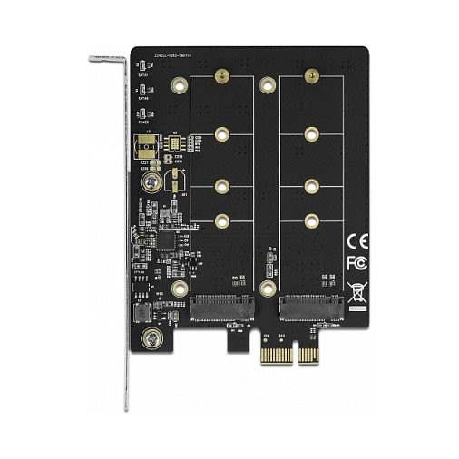 DeLOCK PCIe 3.0 x1 Card 90432 to 2x Internal M.2 Key B (B-Mode) Adapter, SATA III 6 Gbps, JMB582 Chipset, for Windows 10/8.1/7, Linux, Includes Mounting Brackets