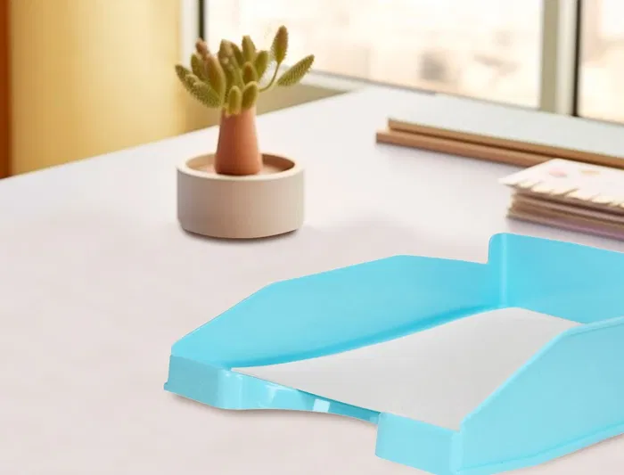 Q-connect Bandeja sobremesa plástico celeste opaco 240x70x340 mm