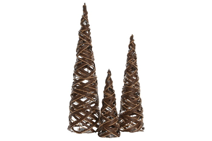 DKD Home Decor Set de 3 Conos de Ratán con LED Natural 20x20x80 cm DKD Home Decor Set de 3 Conos de Ratán con LED Natural 20x20x80 cm