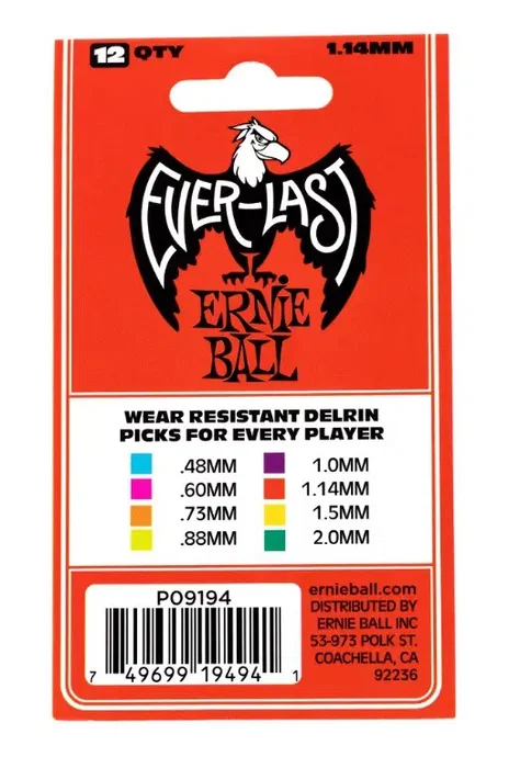 Ernieball Púas Everlast Roja 1,14 Mm - 12 Unidades
