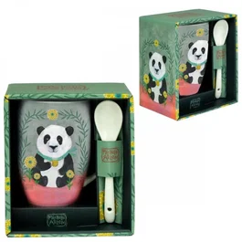 Enesco Taza de cerámica con cuchara Panda - Diseño de Michelle Allen para la colección Allen Designs