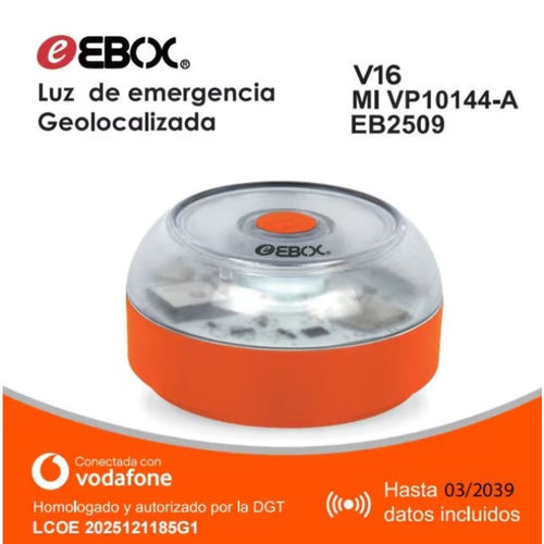 EBOX V16IOT-EB2509 Luz de Emergencia Homologada DGT Baliza LED Amarilla 360° 1km IP54