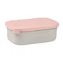 Beaba Fiambrera infantil de acero inoxidable, tapa de silicona y funda protectora, Gris terciopelo y rosa empolvado