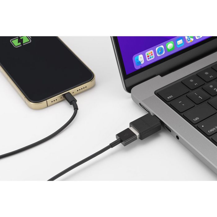 Kensington CA1010 Adaptador USB-C a USB-A M/F para Transferencia de Datos y Carga Rápida