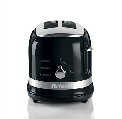 Ariete 149/02 Tostador Moderna 2 Ranuras Negro con Pinzas y 3 Funciones