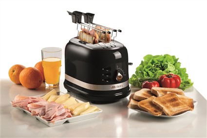 Ariete 149/02 Tostador Moderna 2 Ranuras Negro con Pinzas y 3 Funciones