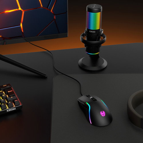 Krom Kaze Micrófono de Condensador RGB Negro