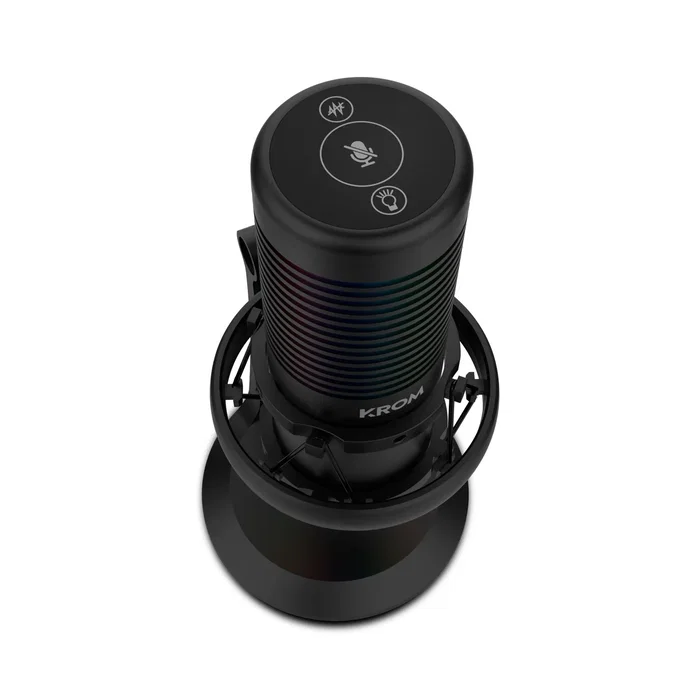 Krom Kaze NXKROMKAZE Micrófono para Streaming y PC, Condensador Doble, Patrones Cardioide/Omnidireccional, RGB, USB-C, Incluye Soporte Antishock - Negro
