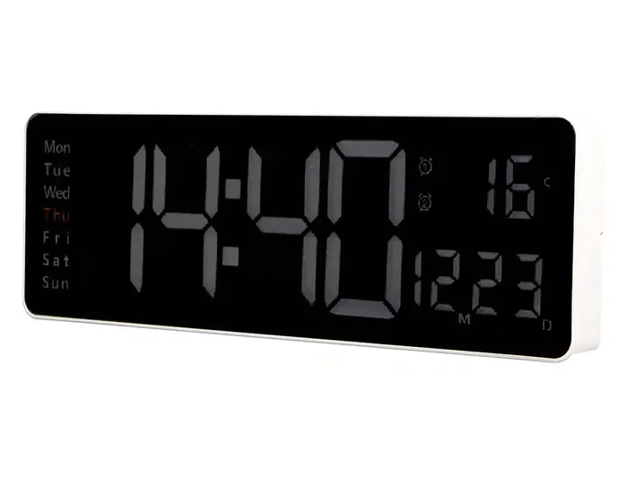 Q-connect Reloj Digital de Pared y Sobremesa con Temperatura y Mando a Distancia