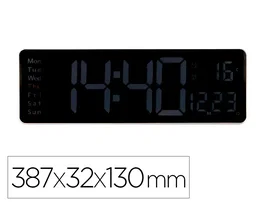 Q-connect Reloj Digital de Pared y Sobremesa con Temperatura y Mando a Distancia