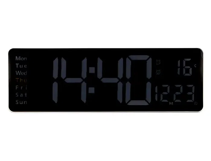 Q-connect Reloj Digital de Pared y Sobremesa con Temperatura y Mando a Distancia