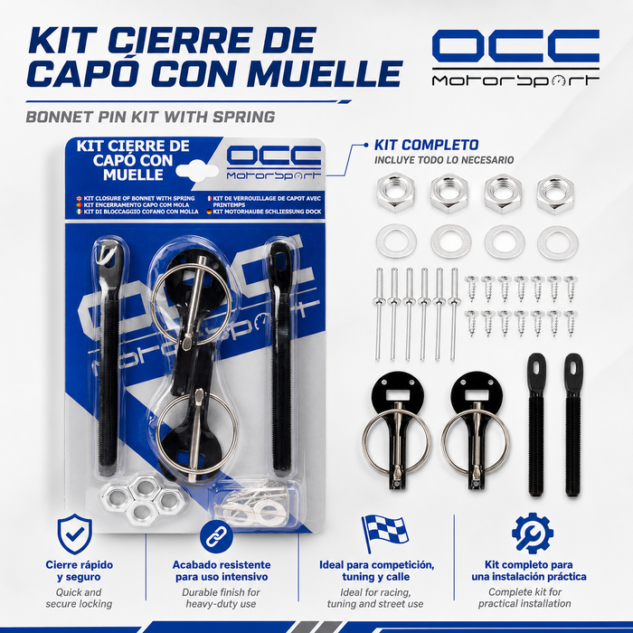 Occ Motorsport Kit Cierre Capot Negro Occ Motorsport Kit Cierre Capot Negro