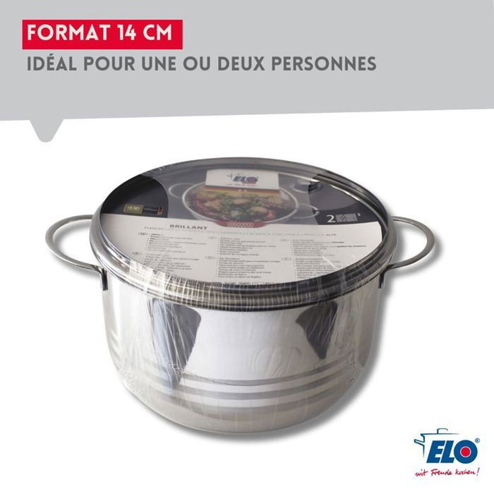 Fackelmann Juego de 2 cacerolas Elo Brillant de acero inoxidable, 12 y 14 cm