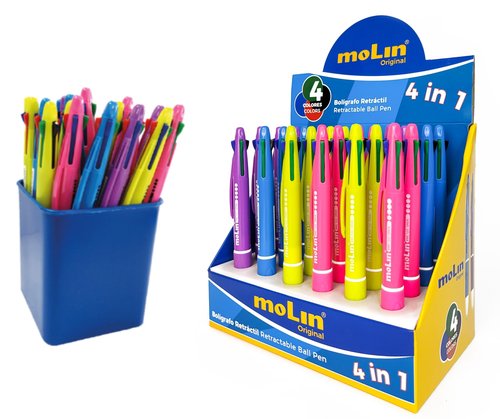 Molin Bolígrafo Retráctil 4 en 1 Colores Surtidos Bote 25 Ud Molin Bolígrafo Retráctil 4 en 1 Colores Surtidos Bote 25 Ud